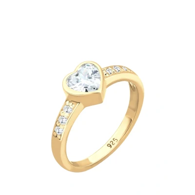 Afbeelding van Elli Classic Heart Ring goldcoloured, Dames, Maat: 54, Gold coloured