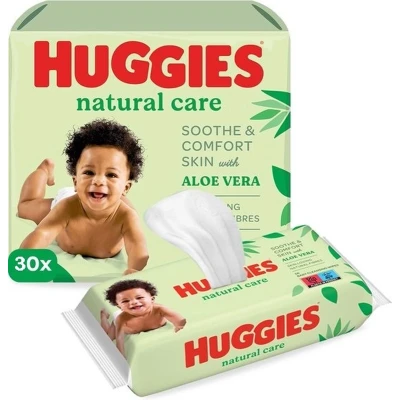 Afbeelding van Huggies Natural Care Billendoekjes 1680 babydoekjes 30 x 56