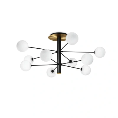 Afbeelding van Ideal Lux Cosmopolitan zwart/messing 10 lamps Ø 124