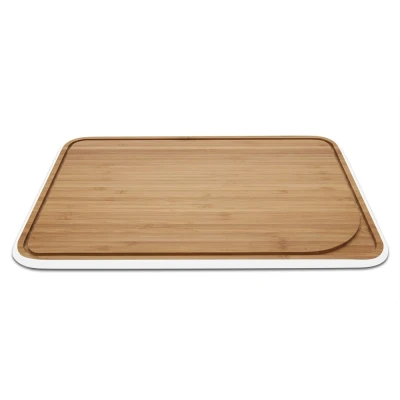 Afbeelding van Pebbly Snijplank Met Sapgeul, Bamboe, Wit, 35 X 25 Cm