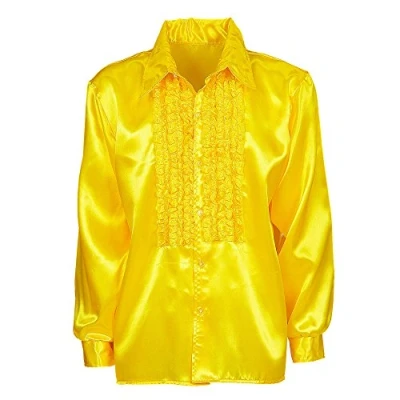 Afbeelding van Widmann Jaren 80 &amp; 90 Kostuum Lekker Foute Rouchenblouse Geel Man XL Carnavalskleding Verkleedkleding