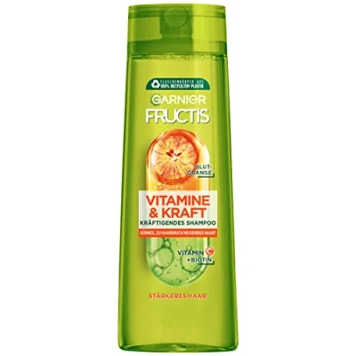 Afbeelding van Garnier Krachtige shampoo voor fijn en kwetsbaar haar, effectief tegen haaruitval, met vitamine C bloedsinaasappel, fructose zetmeel vitaminen, 300 ml