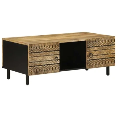 Afbeelding van vidaXL Salontafel 100x54x40 cm massief ruw mangohout zwart