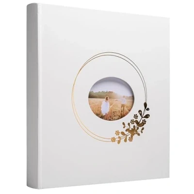 Afbeelding van EXACOMPTA Fotoalbum Ringflower wit 300 foto&#039;s 60 witte pagina&#039;s formaat 29 x 32 cm omslag met PU effect papier en personalisatievenster
