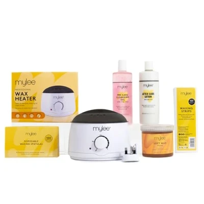 Afbeelding van Mylee Complete ontharingsset met wasverwarmer, zachte was, ontharingsstrips, spatels en lotion voor na de verzorging (wax honing)
