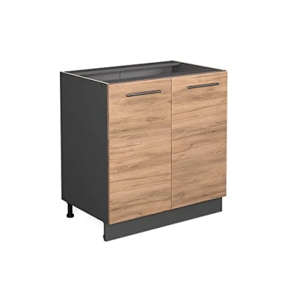 Afbeelding van Vicco Wastafelkast Fame Line, Krachtige eik goud/Grijs, 80 cm met legplank, zonder werkblad