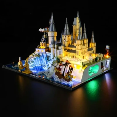 Afbeelding van YEABRICKS Led licht voor Harry Potter Hogwarts kasteel 76419 met modelkasteelterrein (bouwset niet inbegrepen)