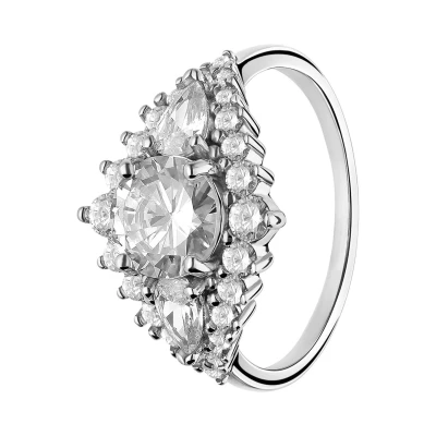Afbeelding van Lucardi GLAM Ring, Dames, Maat: 50, Silver
