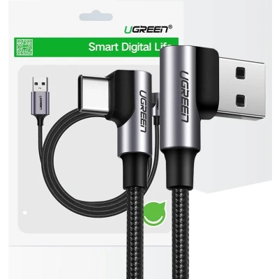 Afbeelding van Ugreen haakse kabel USB Type C Quick Charge 3.0 QC3.0 3 A 0,5 m grijs (US176 20855)