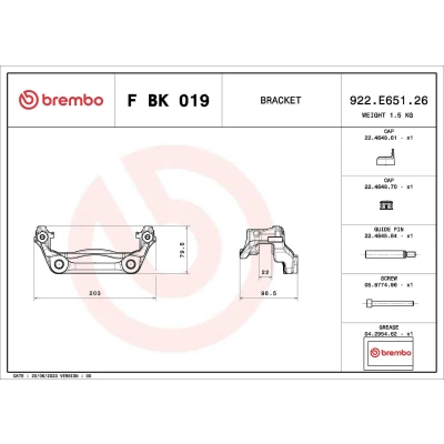 Afbeelding van BREMBO F BK 019 Remklauwhouderset