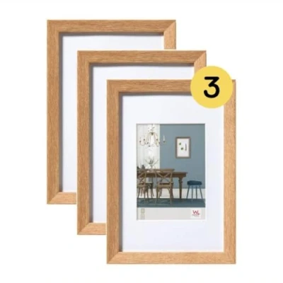 Afbeelding van Walther Design Fiorito Ef030E3 Set van 3 houten fotolijsten met passe partout, 20 x 30 cm, kleur licht eiken