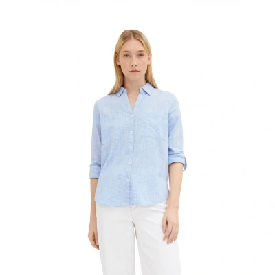Afbeelding van TOM Tailor MIT Brusttaschen Overhemdblouse, Dames, Maat: 44, Dreamy blue