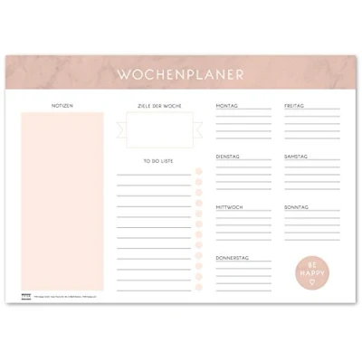 Afbeelding van TYSK design Bureauonderlegger, marmer, naar keuze, tafelonderlegger van papier om af te scheuren, DIN A3 to do, notitieblok, weekplanner
