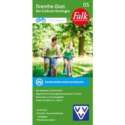 Afbeelding van Falk 05 Drenthe Oost Met Zuidoost Groningen Fietskaart Kleurloos Reisboeken &amp; Kaarten
