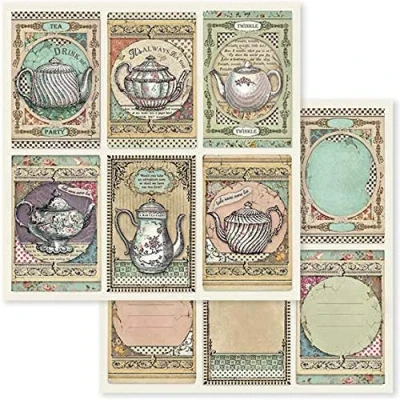 Afbeelding van Stamperia Alice Tea Time 12x12 Inch Paper Sheets (10pcs) (SBB583) (DISCONTINUED)