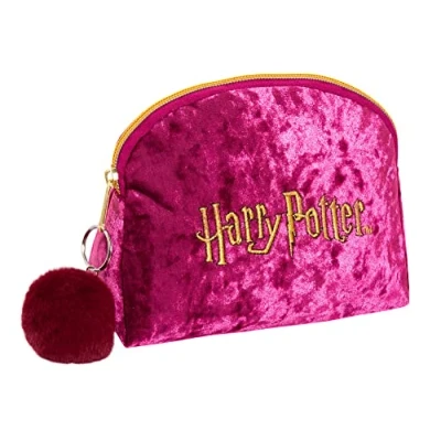 Afbeelding van Harry Potter Cosmeticatas voor vrouwen en meisjes, dubbelzijdige make uptas van fluweel, reisaccessoires, cadeau, Bordeaux,