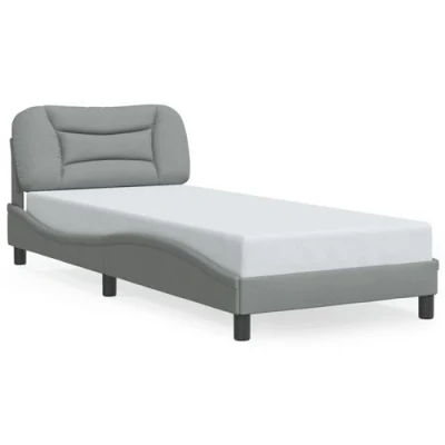 Image de vidaXL Cadre de lit avec lumières LED gris clair 90x190 cm tissu
