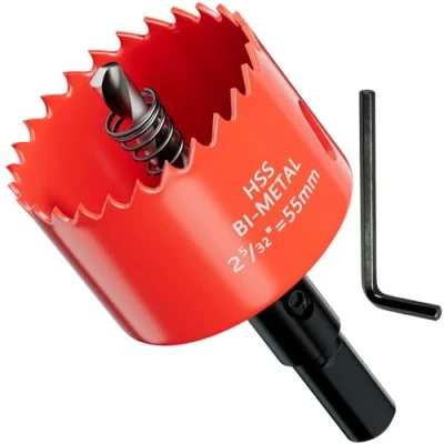 Afbeelding van GARHWAL HSS Gatenzaag M42 Bi metaal 55 mm Met adapter en centreerboor Ideaal voor hout, kunststof, gipsplaten, multiplex metalen Zaagdiepte tot 25