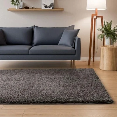Afbeelding van Interiyou Sofia hoogpolig tapijt 160 x 230 cm grijs pluizig effen wasbaar antislip zacht