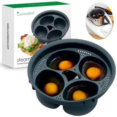 Afbeelding van CucinaOra Eierkoker voor 4 eieren, eierverwarmer, steamEGGS Thermomix TM6 TM5 TM31 accessoires Vorwerk Eierzak
