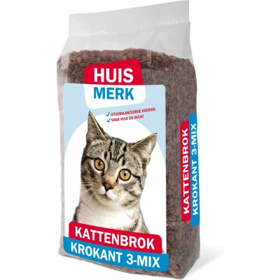 Afbeelding van Huismerk 3 Mix Kattenbrok Kattenvoer 10 kg
