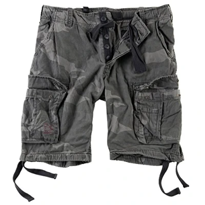 Afbeelding van Surplus Heren Airborne Wijnoogst Korte Broek Washed Woodland, Black Camo, XXL