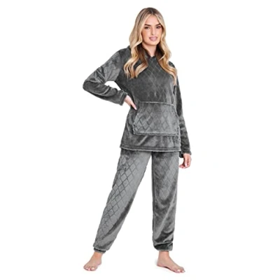 Afbeelding van CityComfort Pyjamaset voor dames, van fleece, warm en zacht, Donkergrijs
