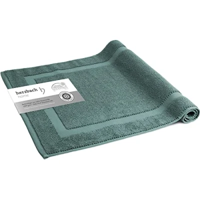 Afbeelding van herzbach home Badmat, 100% katoen, douchemat, 1000 g/m², absorberend, wasbaar (oceaangroen, 60 x 100 cm)