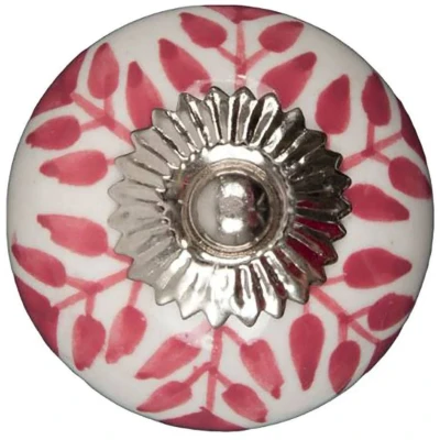 Afbeelding van Good in Style Meubelknop 40mm wit roze blaadjes