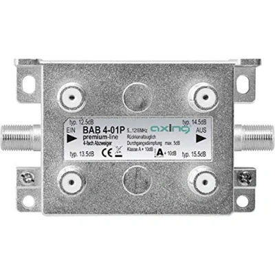 Image de Axing bab 4?01p dérivateur 4 directions la télévision par câble catv multimédia dvb t2 classe a + 10 db, 5?1218 mhz métal