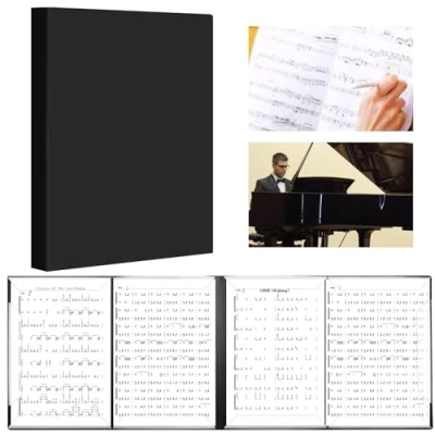 Afbeelding van SUNOYA muziekmap A4 52 transparante hoezen zwart klapbaar waterdicht opvouwbare voor muzikanten documenten