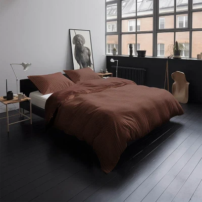 Afbeelding van Dekbedovertrek Terracotta Stripe 2 persoons (200x250 cm) Katoen satijn Strepen Bruin McGregor Ga naar Dekbed Discounter.nl &amp;