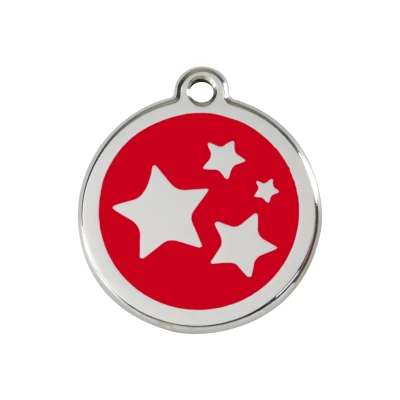 Afbeelding van Star Red roestvrijstalen hondenpenning medium/gemiddeld dia. 3 cm RedDingo