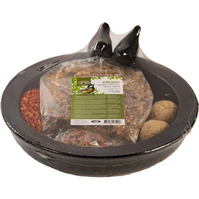 Afbeelding van Best For Birds Vogelbad Keramiek Rond Met Voer Tuinvogelvoer 31x33x11 cm