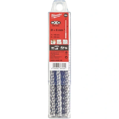 Afbeelding van MILWAUKEE 4932352046 SDS Plus MX4 hamerboor 4 spiraals 8x165mm (10 st.)