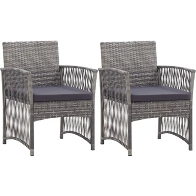 Afbeelding van Tuinstoelen met kussens 2 st poly rattan antraciet