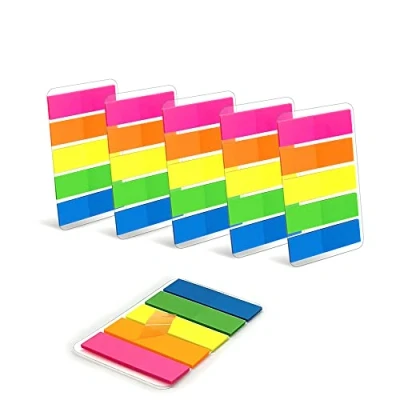 Afbeelding van WAYTEX Zelfklevende bladwijzer, zelfklevend, gelamineerd, 6 hoezen à 5 mini blokken met 25 vellen in neonkleuren, 45 x 12 mm, verwijderbaar