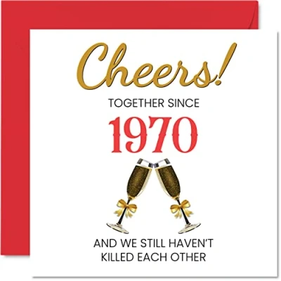 Afbeelding van Grappige kaart voor de 53e trouwdag man en vrouw samen sinds 1970 wenskaarten partner, I Love You, 145 mm x vijftig derde verjaardag