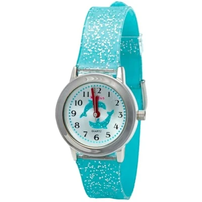 Afbeelding van Kiddus Meisjeshorloge met leerfunctie Glitter en elegantie Japans kwartsuurwerk, roestvrij staal Educatief stijlvol cadeau voor meisjes vanaf 5 jaar