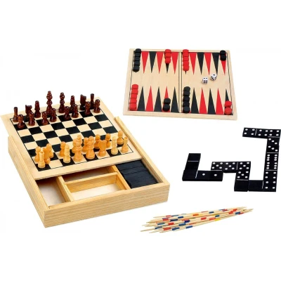 Afbeelding van Houten spellendoos 4 in 1