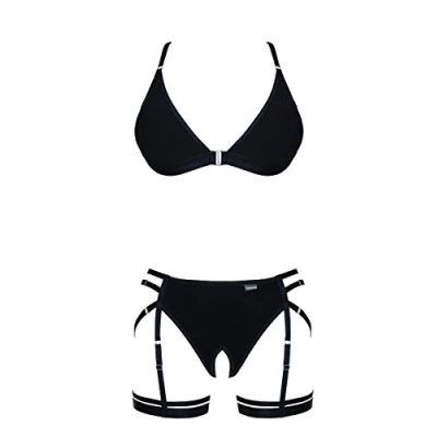 Afbeelding van Sexy BH Ouvert String jarretelgordel lingerie, zwart.