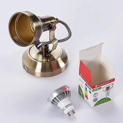 Afbeelding van Lindby wandlamp 1licht metaal H: 16 cm GU10 oud messing