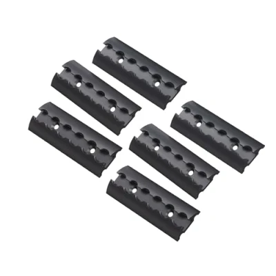 Afbeelding van FTsolid 6 stuks 15 cm aluminium vliegtuigsjorrail met gaten voor laadveiligheid (zwart, halfrond)