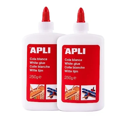 Afbeelding van APLI 19658 2 stuks 250 g witte staarten, ideaal voor knutselen op karton, hout, papier, geschikt schoolgebruik