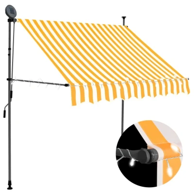 Afbeelding van Luifel handmatig uitschuifbaar met LED 150 cm wit en oranje