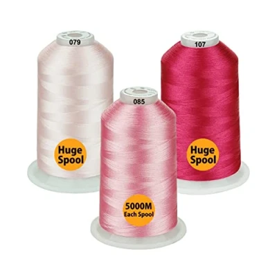 Afbeelding van Simthread 5000 m 5500Y multifunctionele borduurmachine polyester spoel karmijn/roze/roze