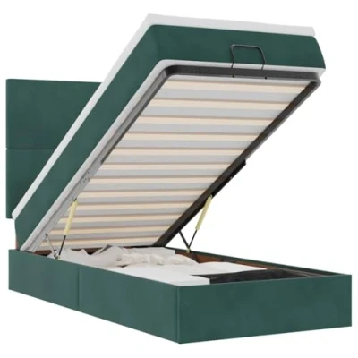 Afbeelding van vidaXL Bedframe met matrassen 90x200cm fluweel donkergroen