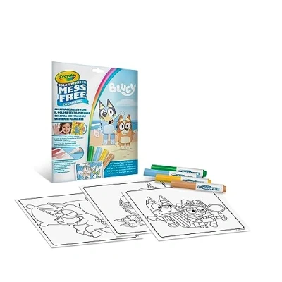 Afbeelding van CRAYOLA Color Wonder Kleurset met 18 kleurplaten en 4 viltstiften zonder vlekken Bluey, creatieve activiteit voor kinderen van 3, 5 jaar