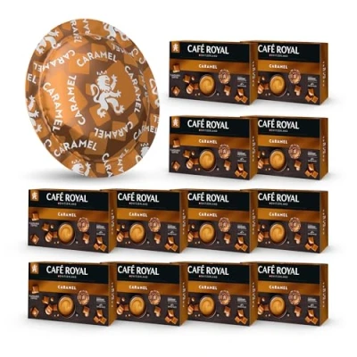 Afbeelding van 600 koffiecapsules Royal Caramel smaak Compatibel met Nespresso® koffiemachines* Professional Verpakking: 12 x 50 pads