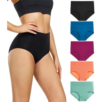 Image de wirarpa Culotte Femme Coton Taille Haute Slips lot de 5, Mul09 M
